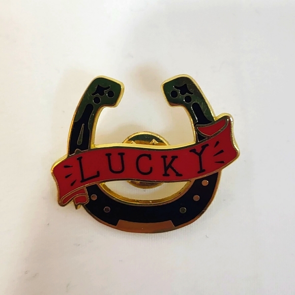 Trixie & MIlo Lucky Horseshoe Enamel Pin - Picture 1 of 3